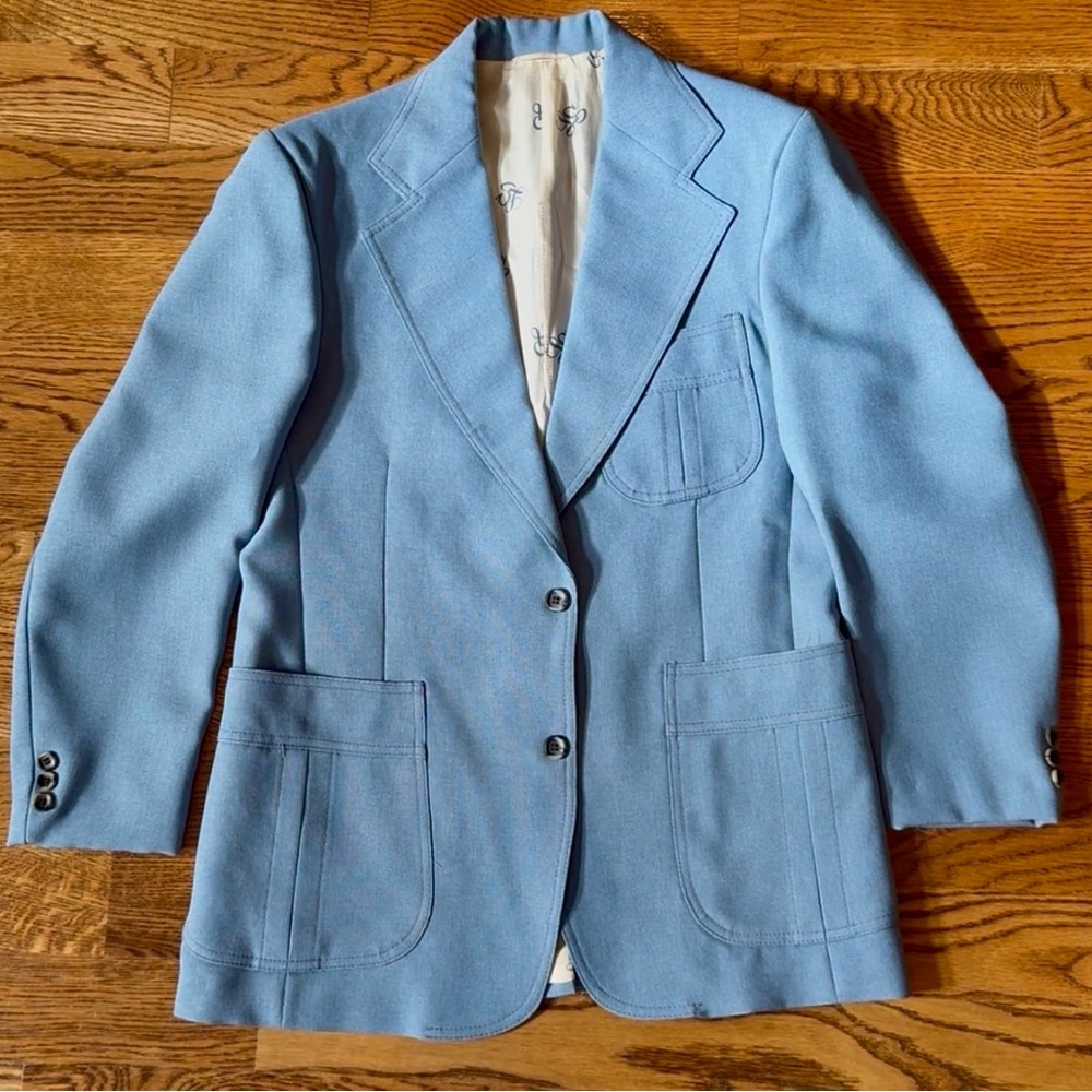 Vintage Levi's Panatela 70sBlue and White Blazer with Monogram Lining